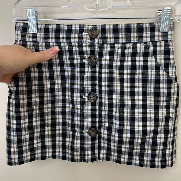 New! Hollister| XSmall Has Stretch Cotton Plaid Mini Skirt - Picture 5 of 12